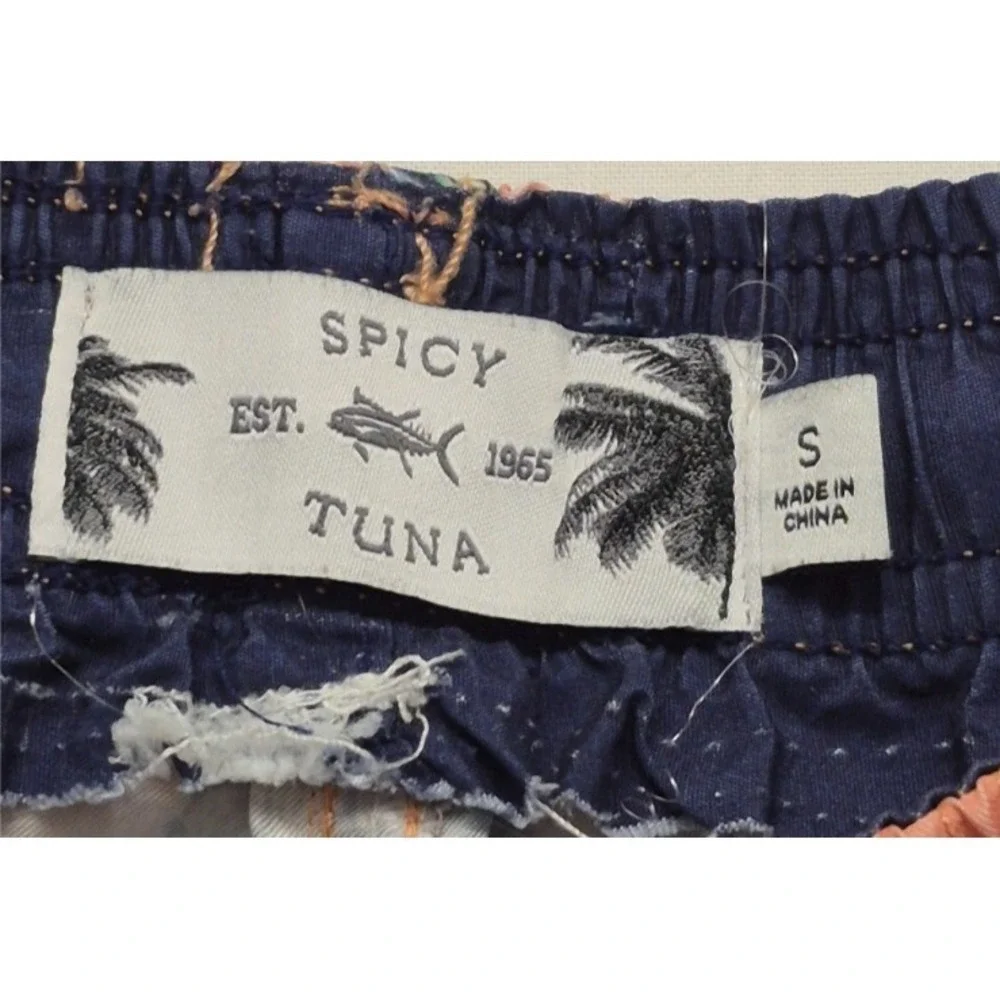 Spicy Tuna Men's Swim Trunks Small pink/green‎ pineapple design drawstring swim